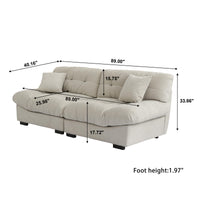 Puff-Style Cushioned Modular Sofa – Soft Velvet Fabric + 3D Quilting, Retro Relaxed Vibe Living Room Sofa