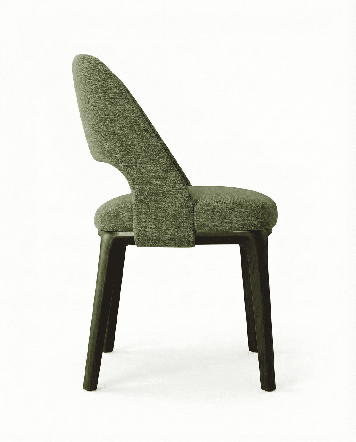 【LAS VEGAS MARKET EXHIBIT】Curved Back Dining Chair – Dark Wood Frame Armless Side Chair