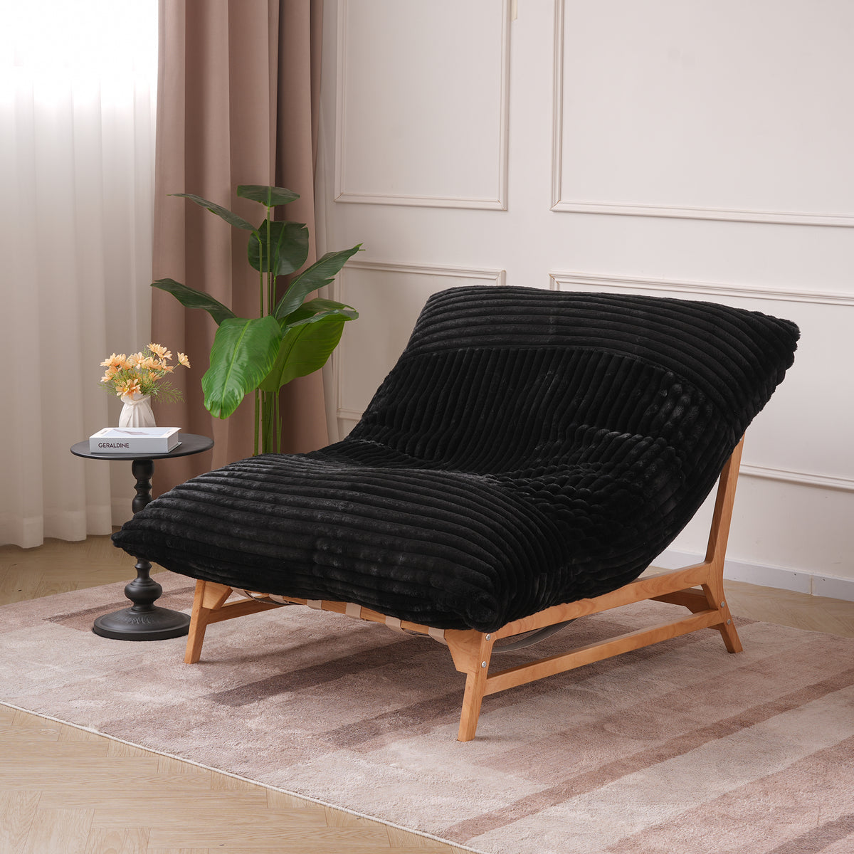 Leisure Lounge Chair – Corduroy Fabric, Solid Wood Frame for Living Room Corner/Bedroom Rest Area