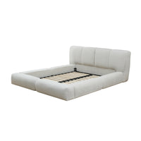 Vertical-Stripe Textured Upholstered Platform Bed with 4-Panel Headboard – Queen & King Size Options