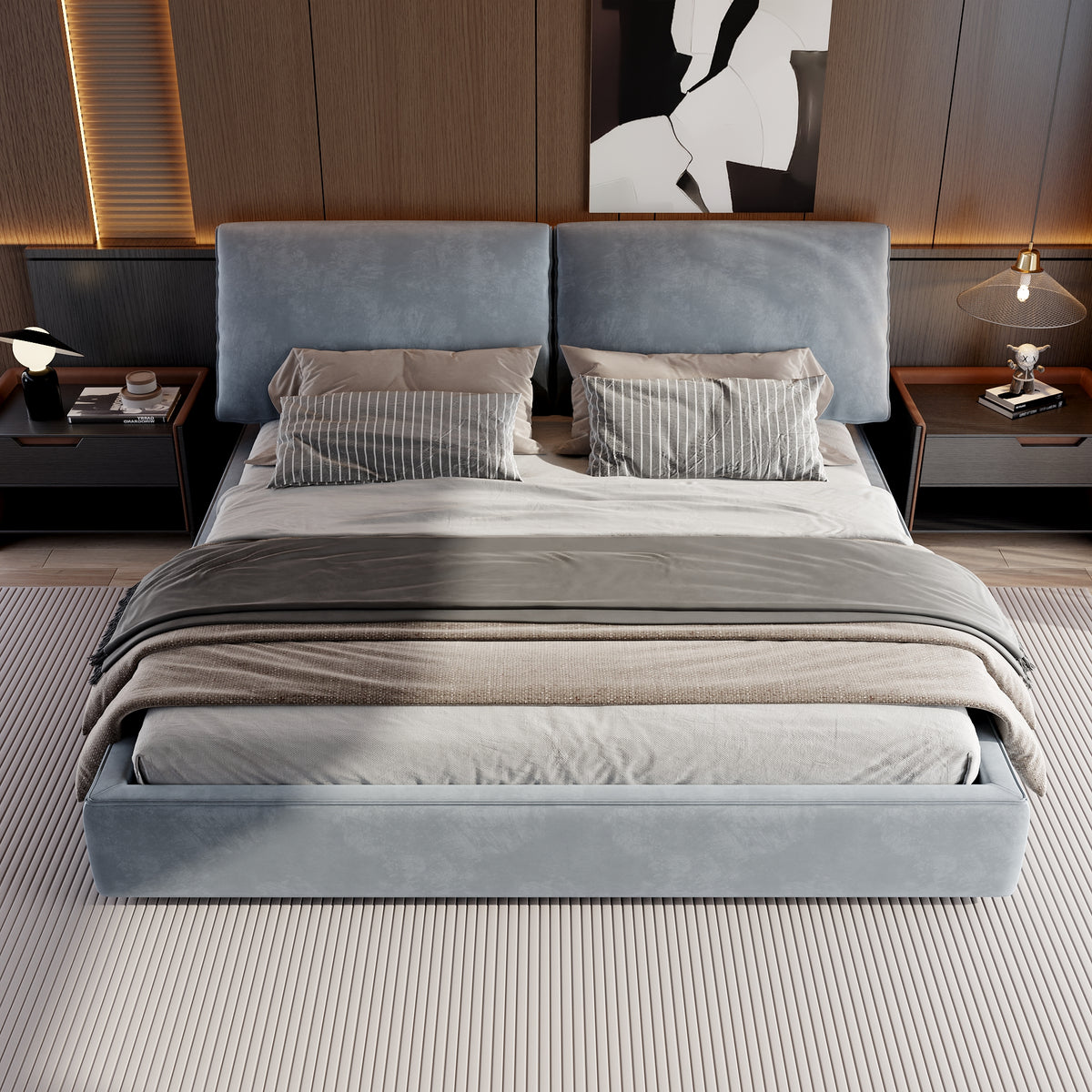 Velvet Modern Queen And King Size Bed (Removable & Washable Cover)