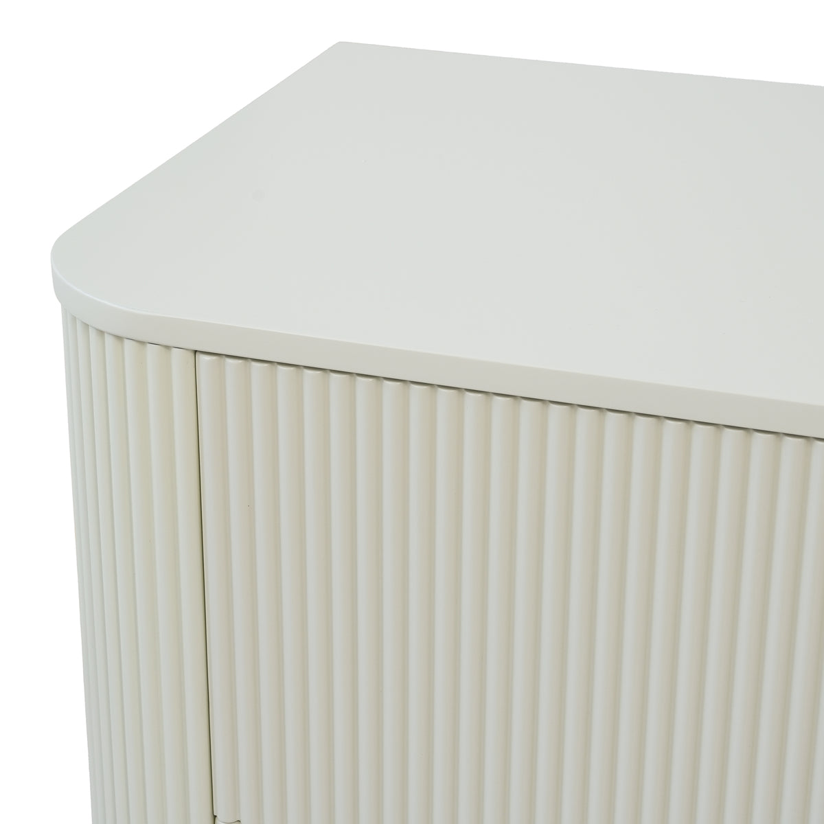 Fluted 2-Drawer Nightstand with Rounded Edges – Modern Minimalist Bedside Table