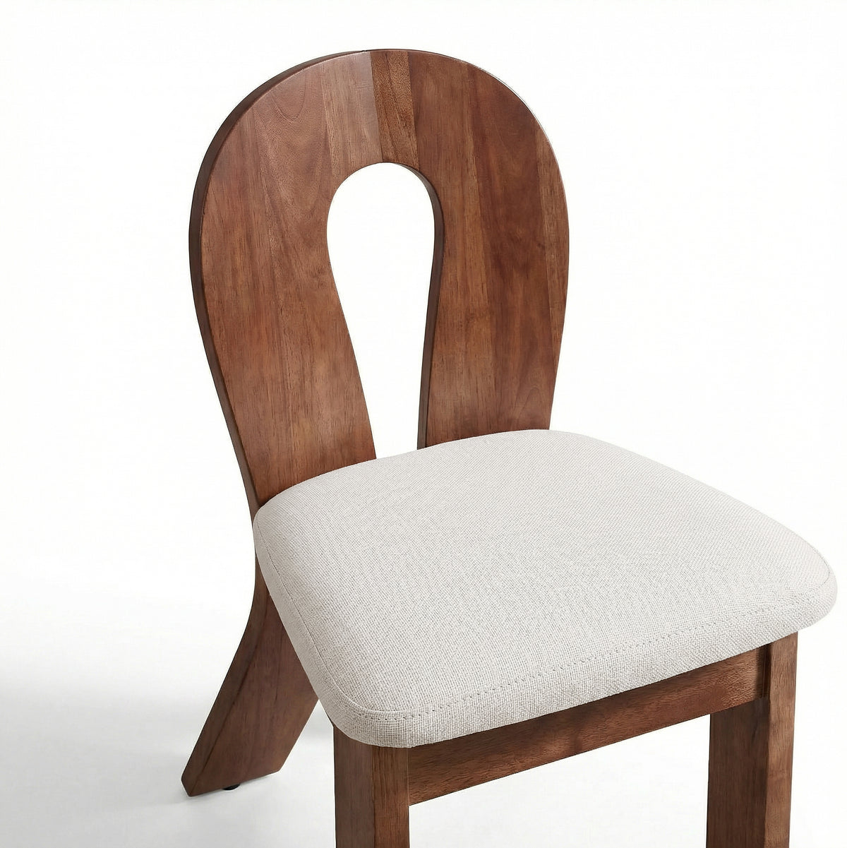 【LAS VEGAS MARKET EXHIBIT】Oval Cutout Back Wooden Dining Chair with Fabric Cushion