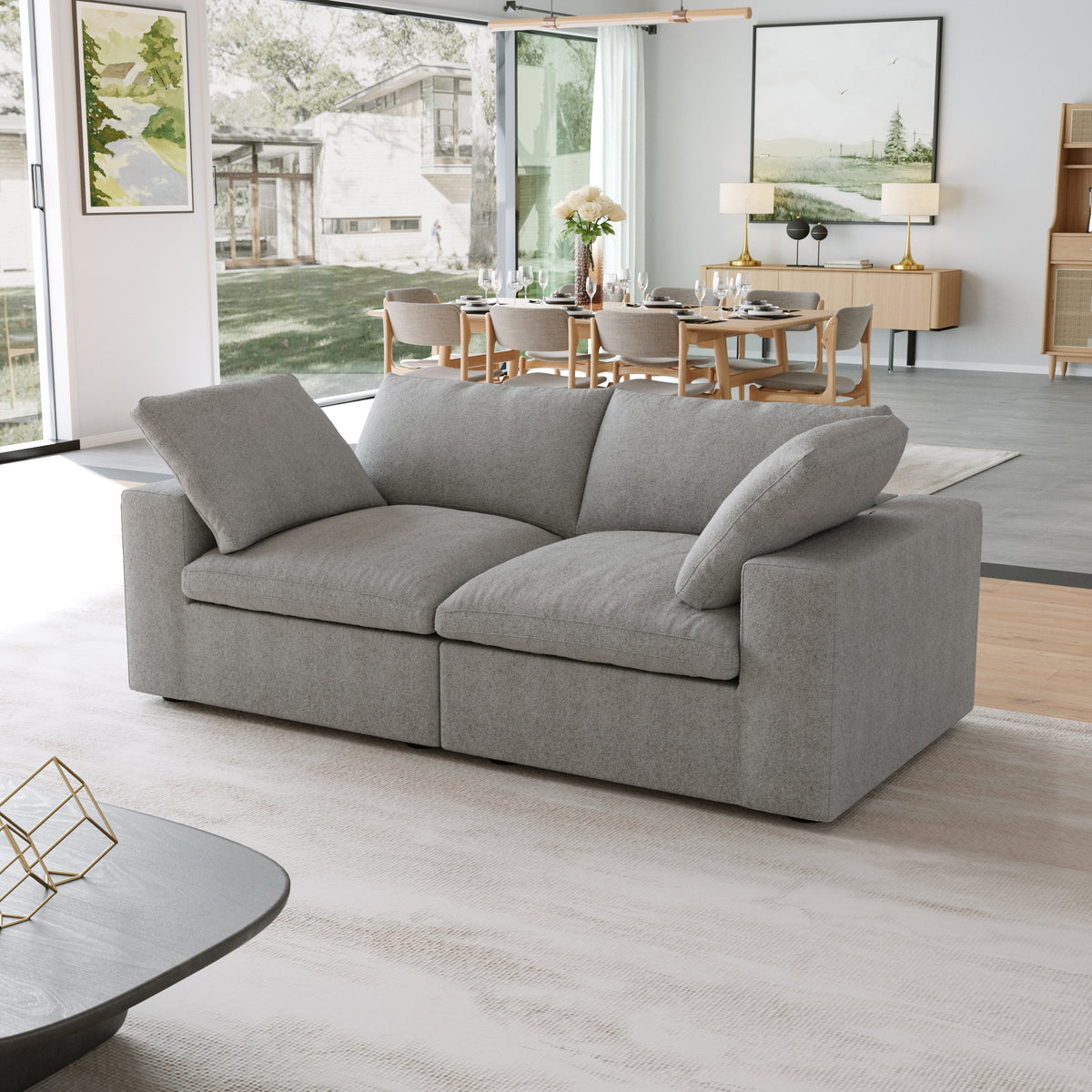 Sky Cloud Sectional Sofa | Modular Washable 80-Inch Linen Loveseats 2-Seaters
