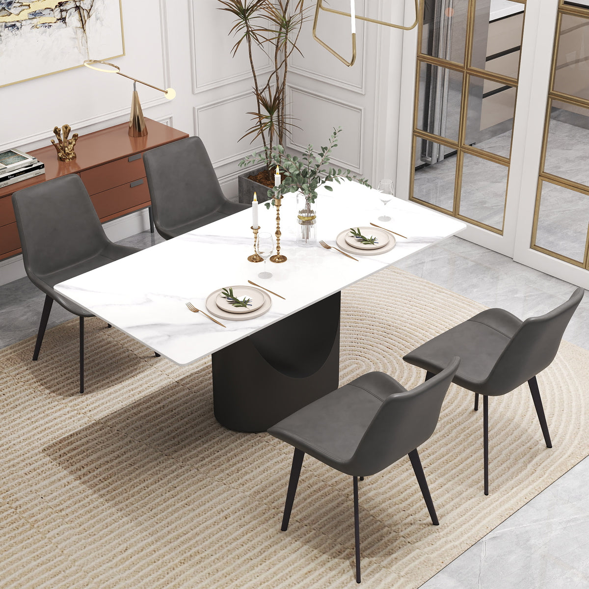 Modern Marble-Patterned Dining Table