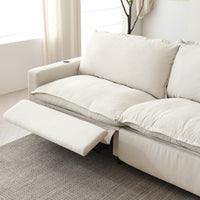 Solid Wood Frame L-Shaped Linen Sectional Sofa with Functional Recliner, Wireless Charging, Zero Gravity Recline & Seat Heating, 3 Color Options