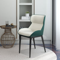 Modern Contrast Color Leather Dining Chair Set of 2- Ergonomic Comfort Backrest with Sturdy Metal Legs for Dining Room & Kitchen