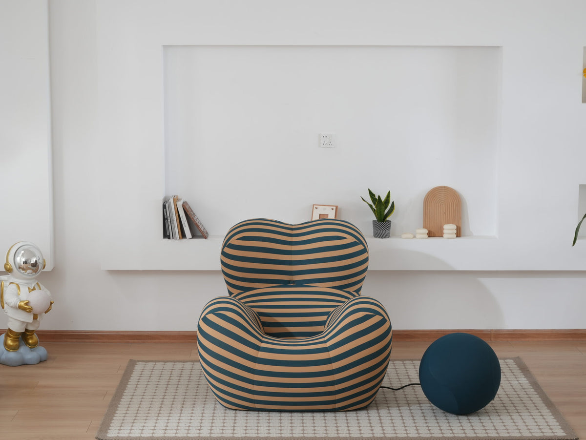 Unique Modern Stripe Accent Chair Sofa with Ottoman