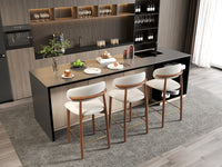 Modern Backrest Upholstered Bar Stool Set – Solid Wood Frame, Metal Footrest, 2-Pack Per Box