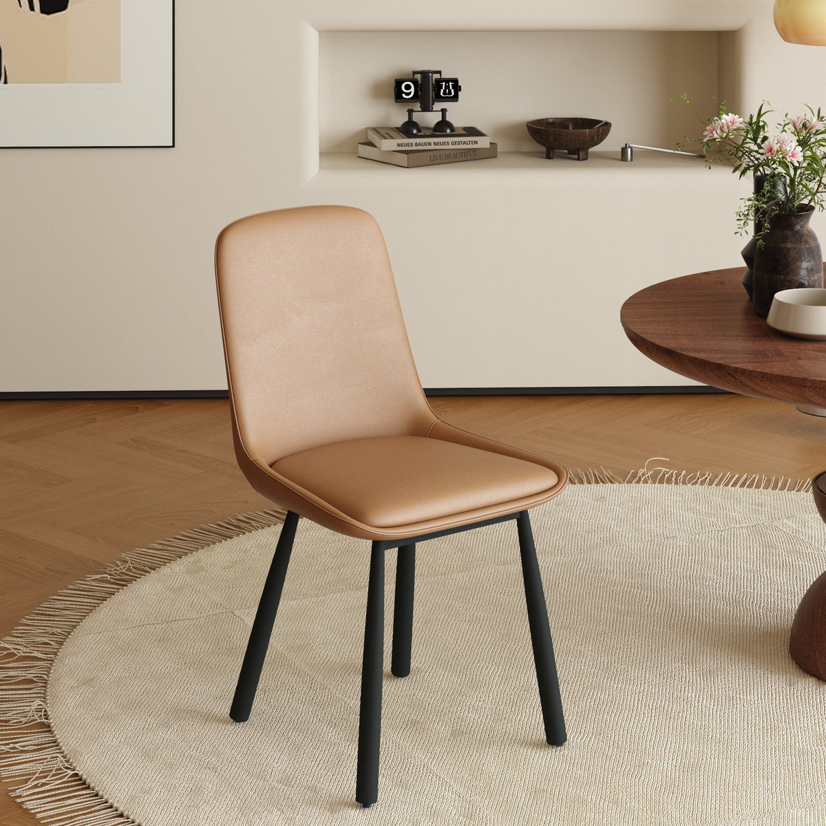Modern Curved PU Leather Upholstered Dining Chair Set – 2 Color Options, 2-Pack Per Box