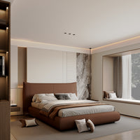 Modern Queen And King Size Leather Bed with Wood Frame