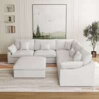 Modular Sofa – Multi-Color Chenille Fabric with Ottoman, Configurable Sectional for Living Room