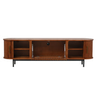 Mid-Century Slatted Wood TV Stand