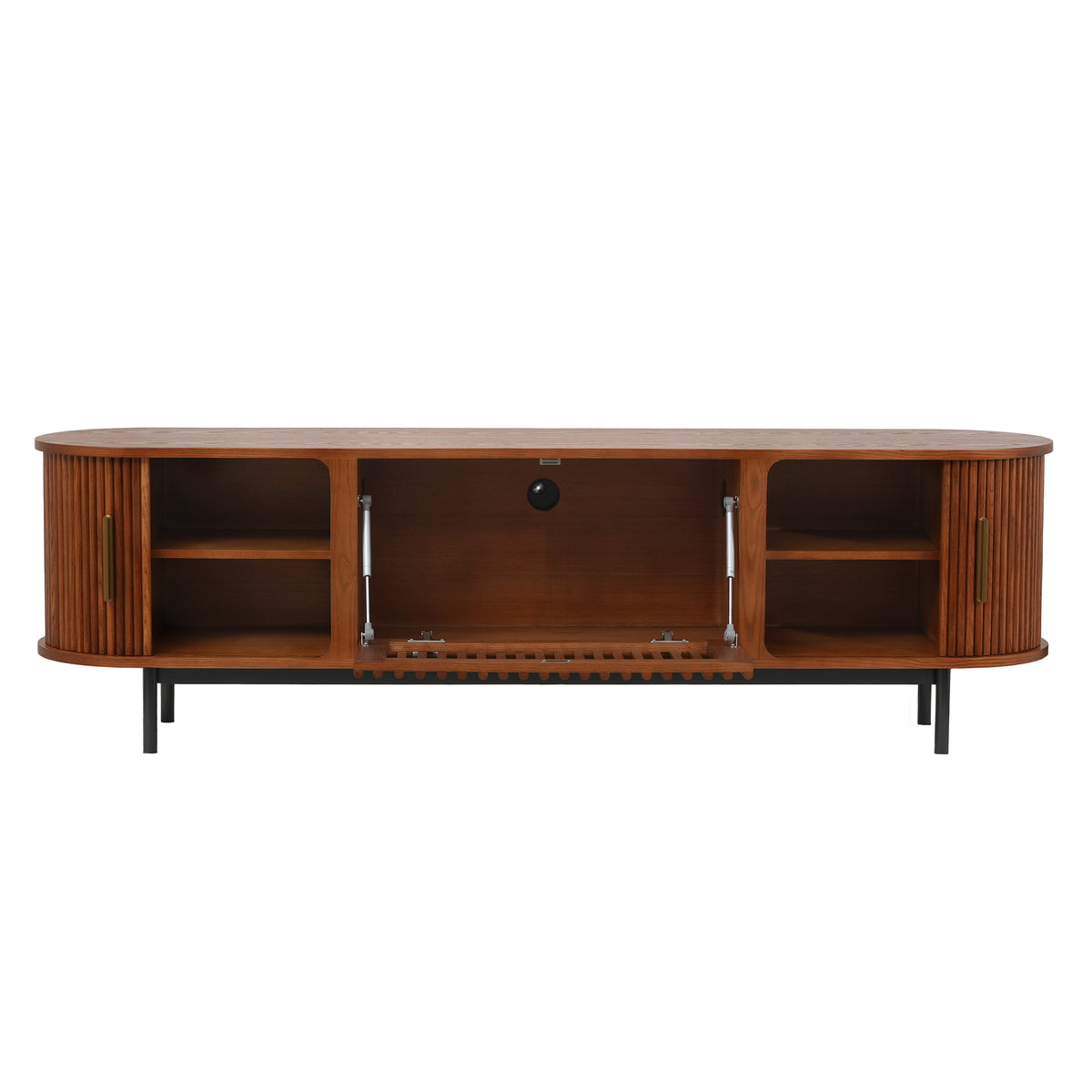 Mid-Century Slatted Wood TV Stand