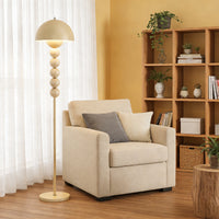 Cream Mushroom Floor Lamp with Beaded Stem – Modern Standing Lamp for Living Room & Bedroom