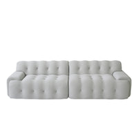 Extended Plump Modular Sofa – 3D Textured Knit Fabric + Button Quilting, Light Luxury Lazy Vibe Living Room Sofa
