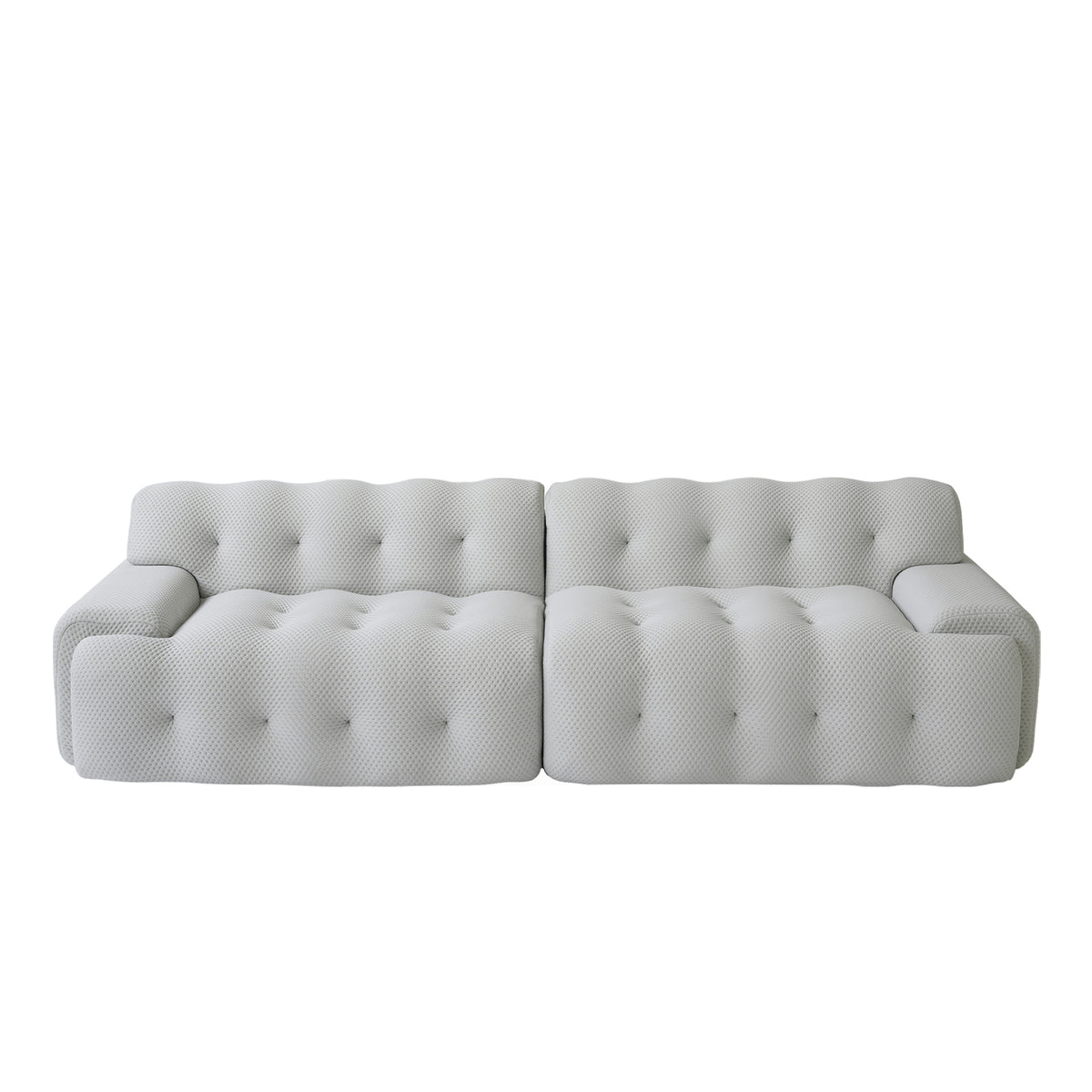 Extended Plump Modular Sofa – 3D Textured Knit Fabric + Button Quilting, Light Luxury Lazy Vibe Living Room Sofa