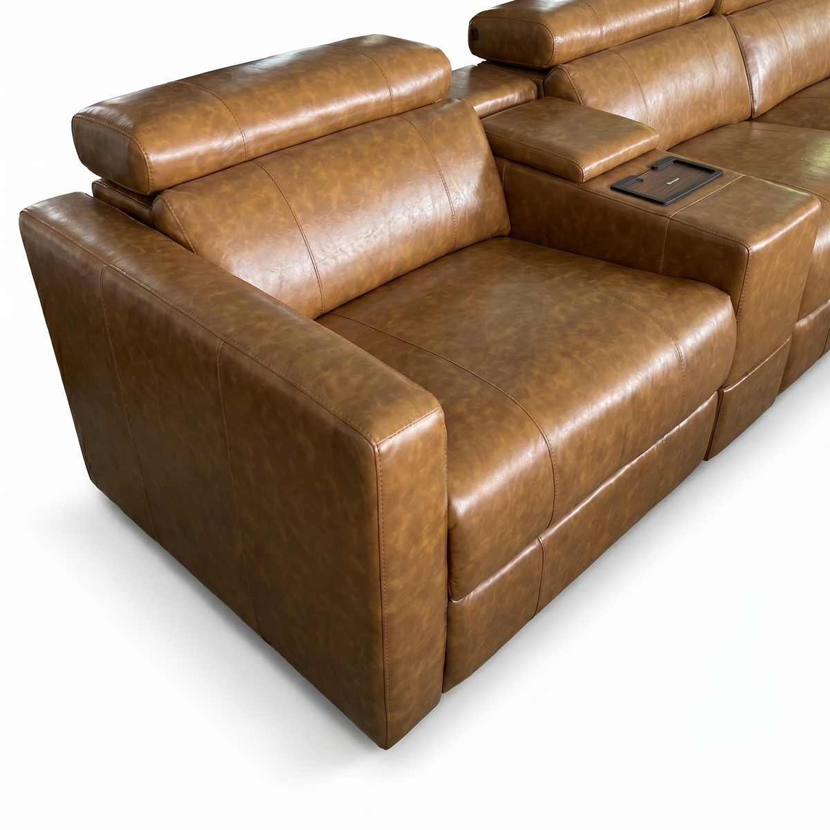 【LAS VEGAS MARKET EXHIBIT】3-Seat Leather Power Recliner Sofa with Console & Cup Holders