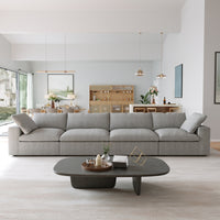 Sky Cloud Sectional Sofa | Replaceable Cover 160-Inch Linen Sleepers 4-Seaters