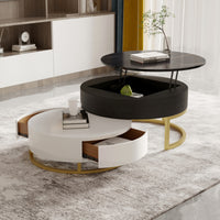 Lift-Top Nesting Coffee Table with Storage – 2 Tabletop Options (Black/White Sintered Stone)