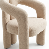 【LAS VEGAS MARKET EXHIBIT】Full Boucle Upholstered Geometric Accent Armchair, Thick Tubular Frame Modern Cream Side Chair for Dining & Living Room