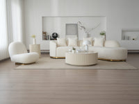Contemporary Curved Couch in Sherpa Cover