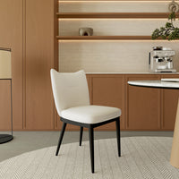 Vegan Leather Upholstered Dining Chairs, Black Carbon Steel Frame, 2/4 Pack Per Box Modern Arched Back Dining Side Chairs