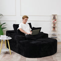 Double Armrest Chaise Lounge Lazy Sofa, Compressed Full Sponge Single Couch, 4 Color Options Corduroy Accent Chair