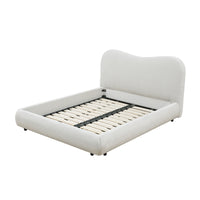 Wave-Shaped Upholstered Platform Bed – Queen & King Size Options