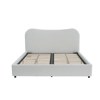 Wave-Shaped Upholstered Platform Bed – 2 Color Options, Queen & King Size