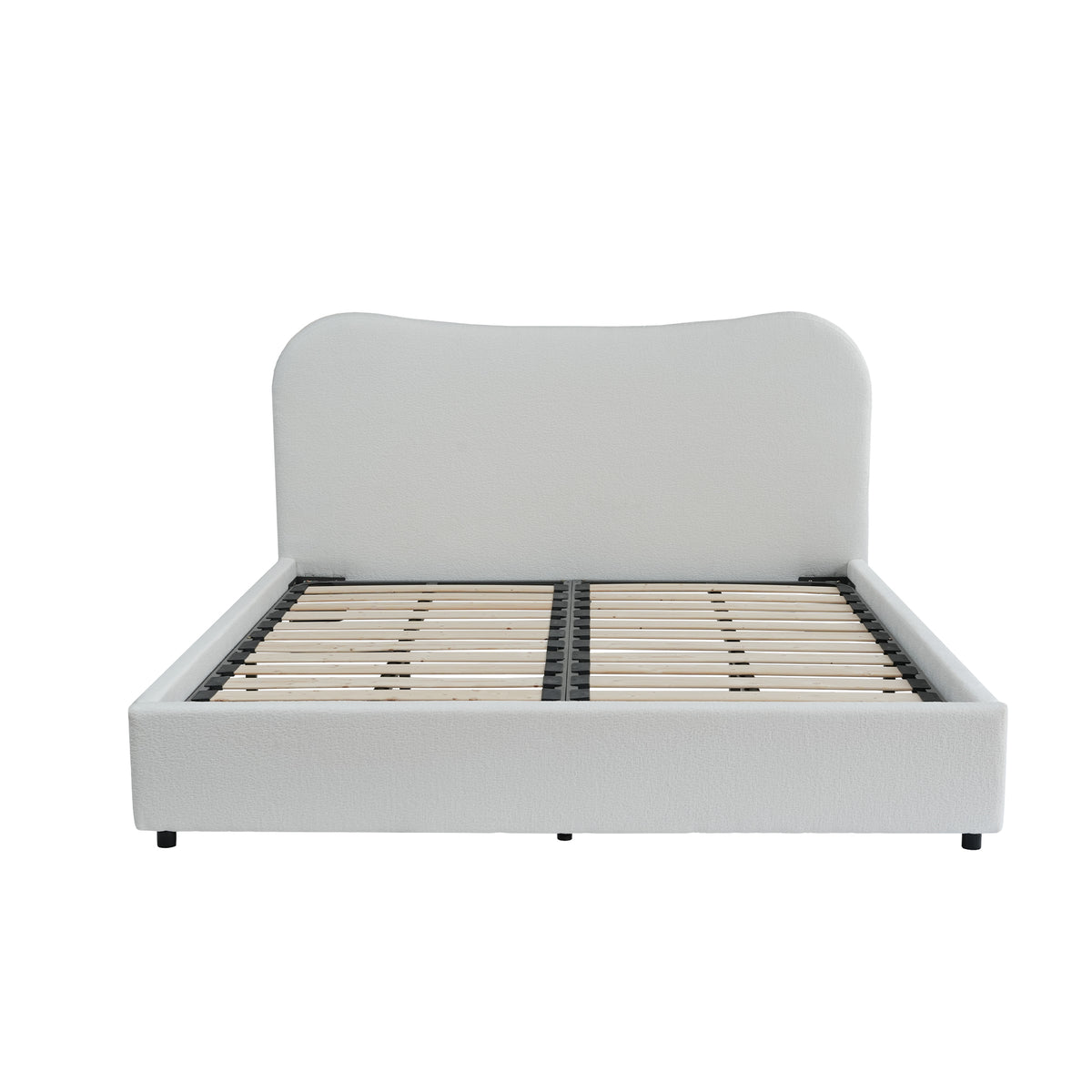 Wave-Shaped Upholstered Platform Bed – 2 Color Options, Queen & King Size