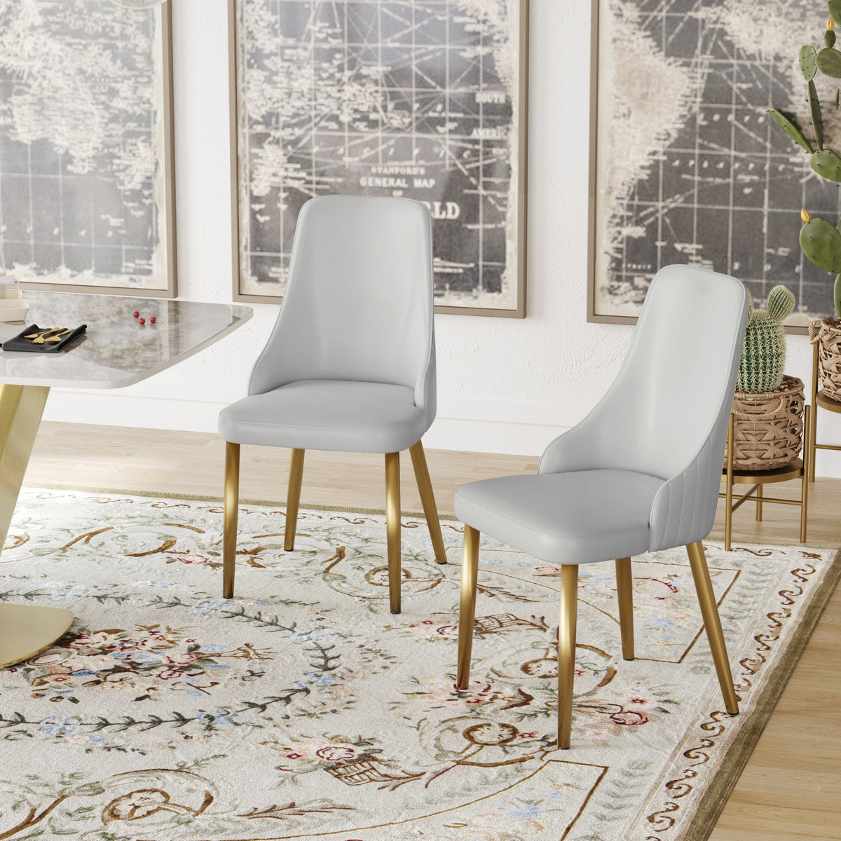 Light Luxury Leather Dining Chair Set of 2