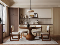 Round Wood Dining Table, Tulip Pedestal Dining Table with Starburst Veneer Tabletop