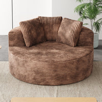 Round lazy sofa – Plush Upholstered Single Sofa with Pillows for Living Room