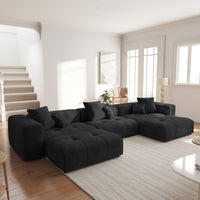 Large-Size Modular Sectional Sofa – Soft Velvet Fabric + 3D Cushions, Open Relaxed Vibe Living Room Sofa