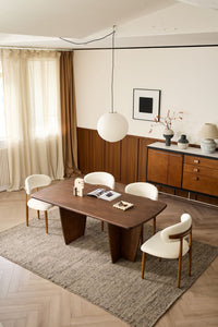 Modern Minimalist Dining Table with Tapered Walnut Base