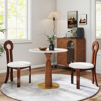 Solid Wood Conversation Table – Multi-Shape & Material Options + Column Base, Light Retro Leisure Table
