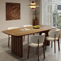Modern Solid Ash Wood 70.87 Inches Dining Table for 6-8 People with Wood Legs