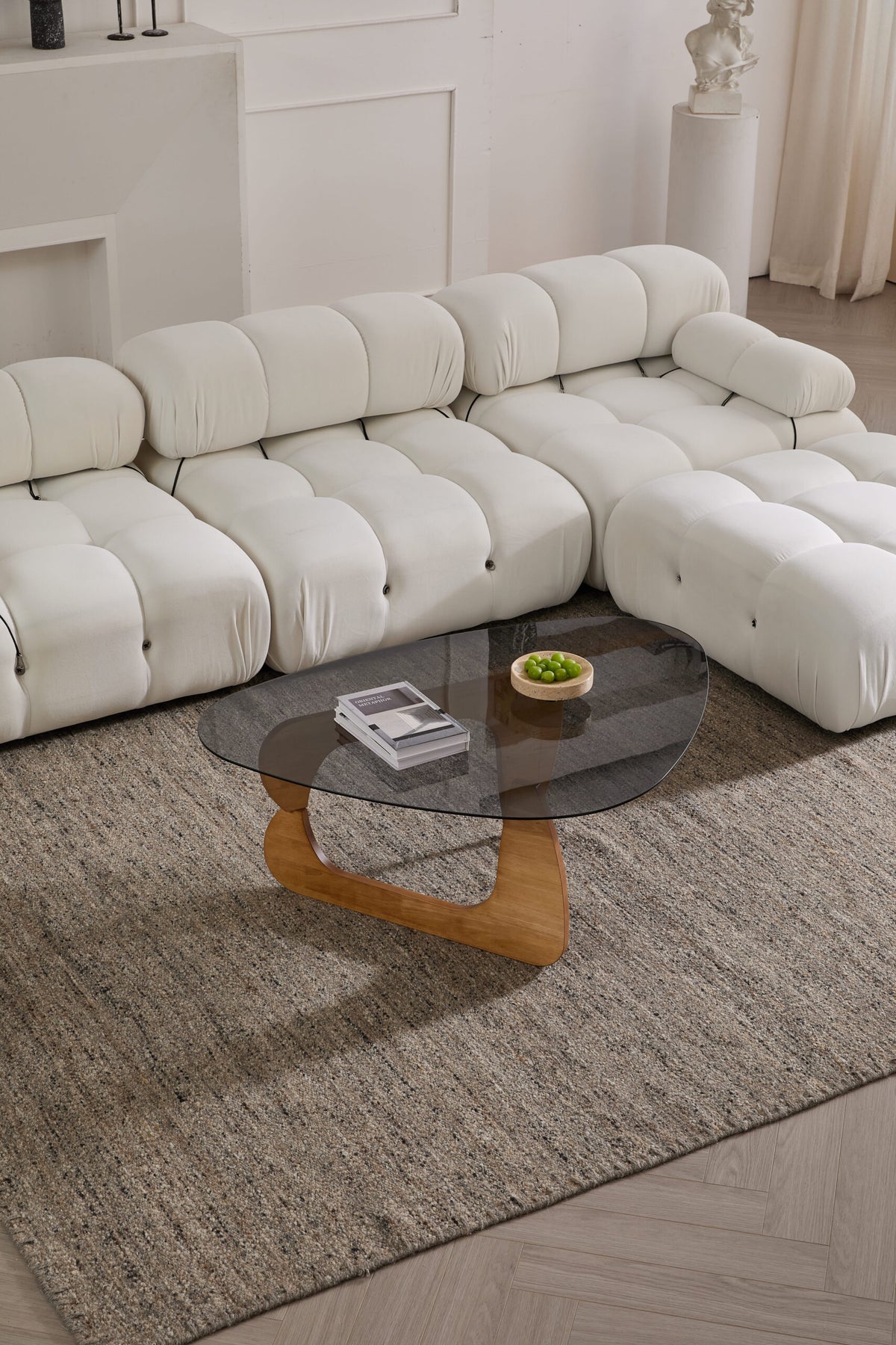 Modern Oak & Glass Coffee Table