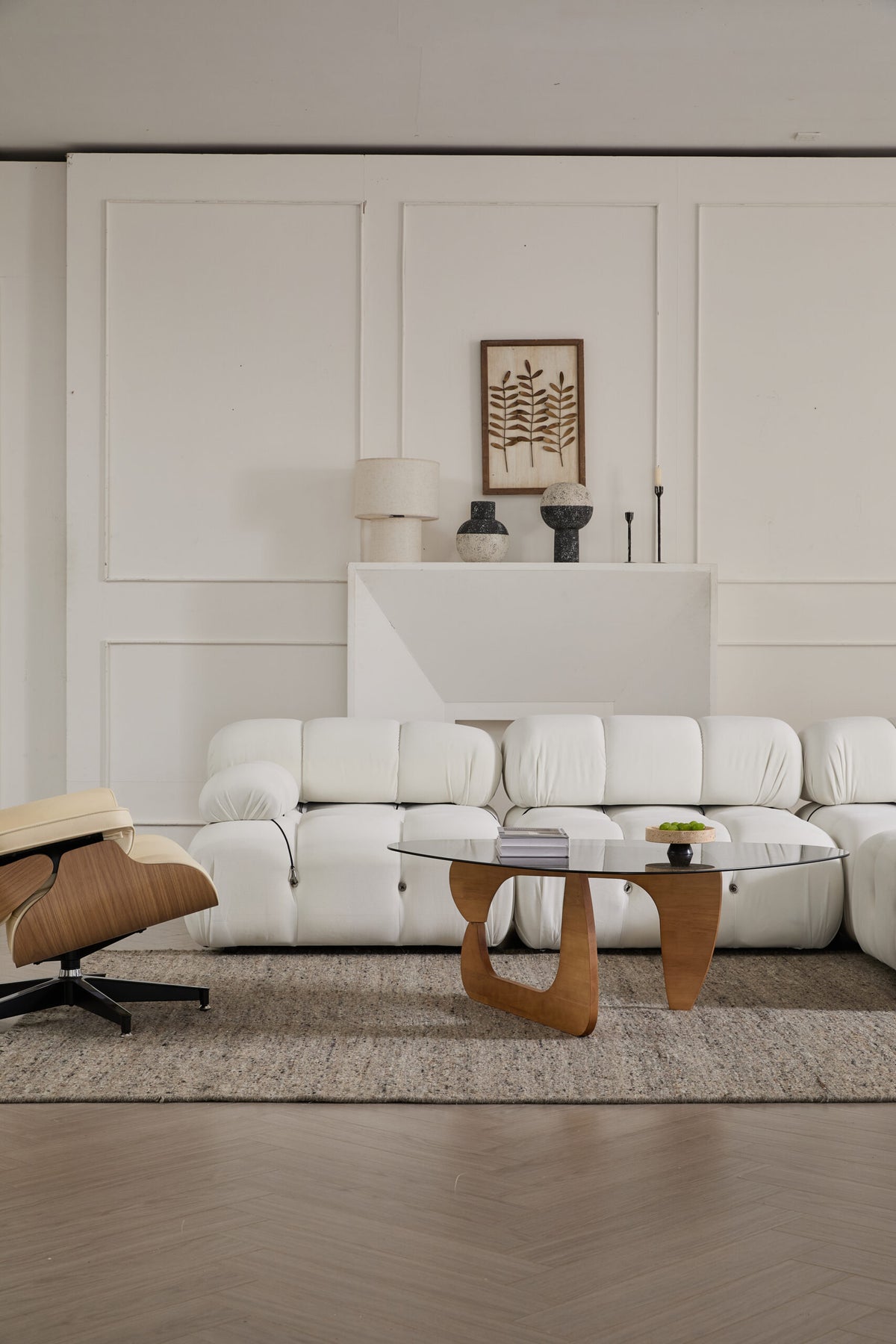 Modern Biscuit Sectional Sofa 3-Seater with Chaise