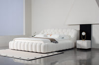 Bubble Tufted Platform Bed – Lamb Wool Upholstered Bed Available in Queen (60×80in) & King (76×80in) Frame Sizes