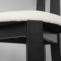 Vintage Wooden Hollow Back Dining Chair Set of 2 – Sherpa Cushion Artistic Design for Dining Room & Living Room