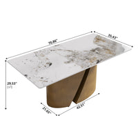2 Sizes & 3 Colors Rectangular Dining Table – Artistic Gold Pedestal Base