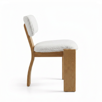 【LAS VEGAS MARKET EXHIBIT】Boucle Upholstered Solid Oak Dining Chair, Curved Thick Leg Minimalist Wabi-Sabi Side Chair for Dining Room