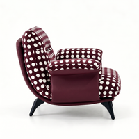 【LAS VEGAS MARKET EXHIBIT】Polka Dot Chenille Accent Chair, Two-Tone Curved Arm Upholstered Leisure Chair for Living Room