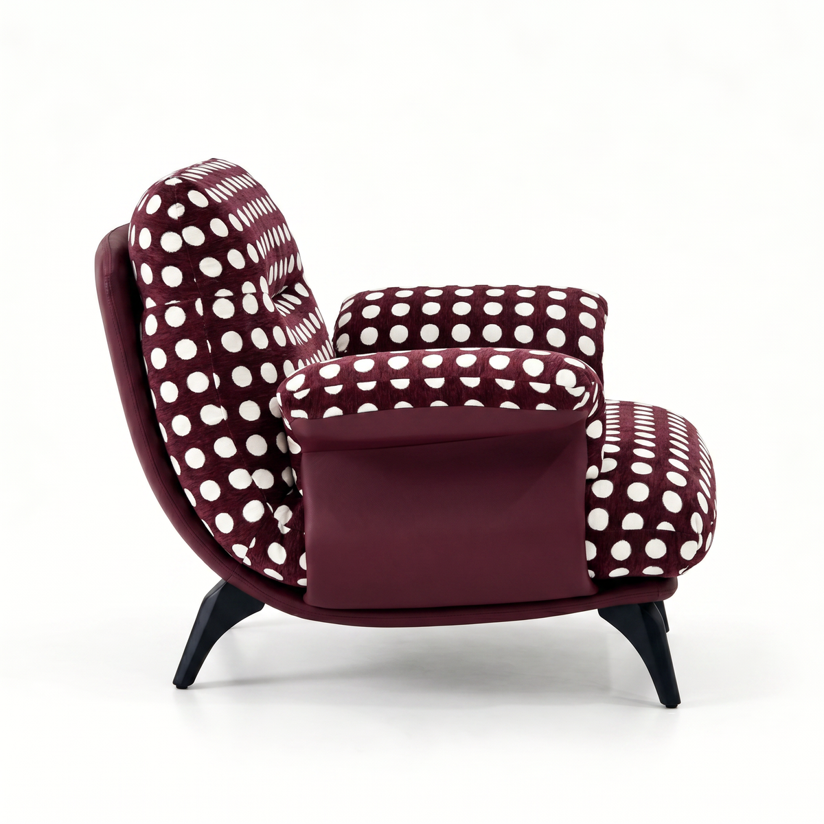 【LAS VEGAS MARKET EXHIBIT】Polka Dot Chenille Accent Chair, Two-Tone Curved Arm Upholstered Leisure Chair for Living Room