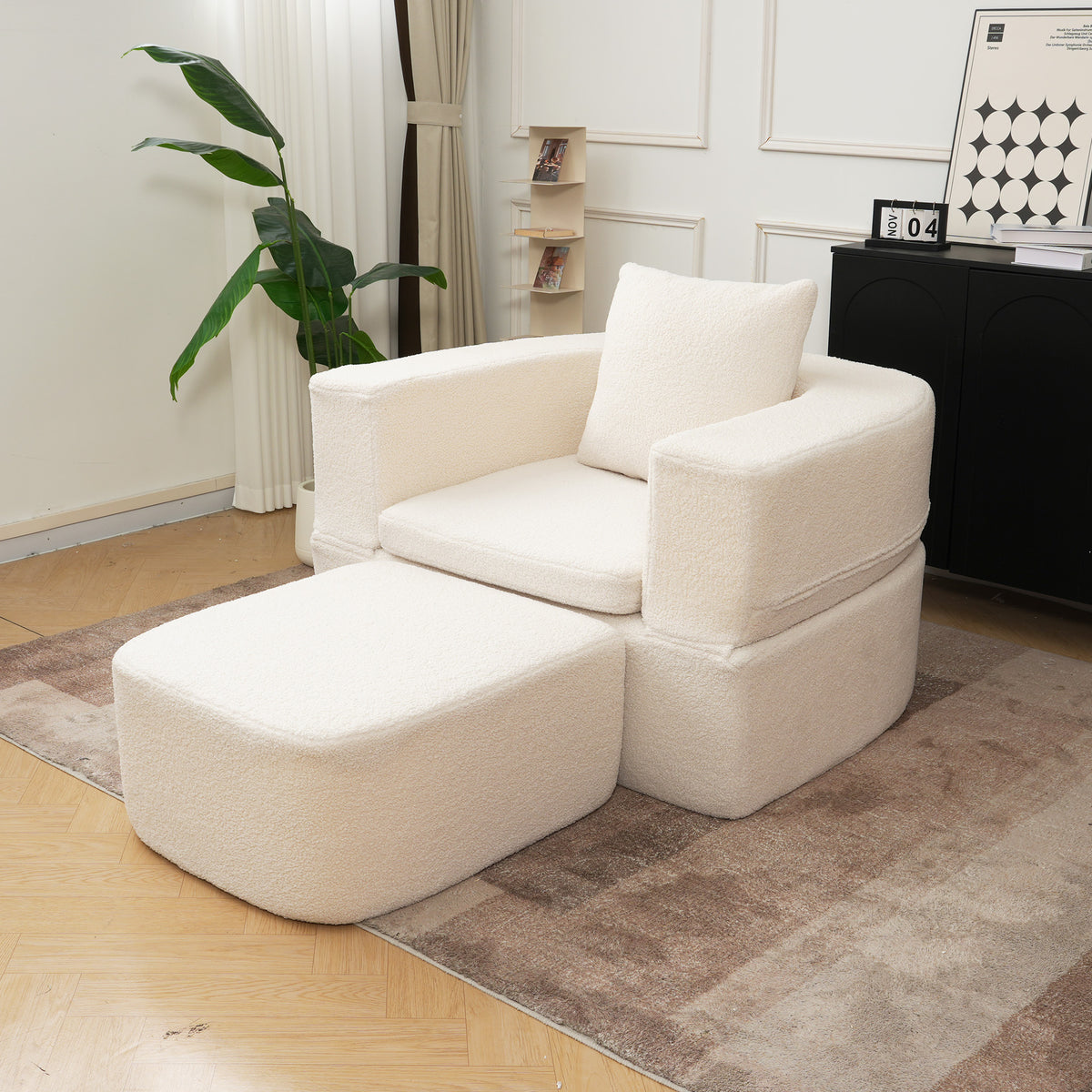 Foldable Sofa Bed, Compressed Pure Sponge Teddy Velvet Floor Couch, 4 Color Options Multi-Functional Sleeper Chair for Living Room Bedroom