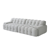 Extended Plump Modular Sofa – 3D Textured Knit Fabric + Button Quilting, Light Luxury Lazy Vibe Living Room Sofa