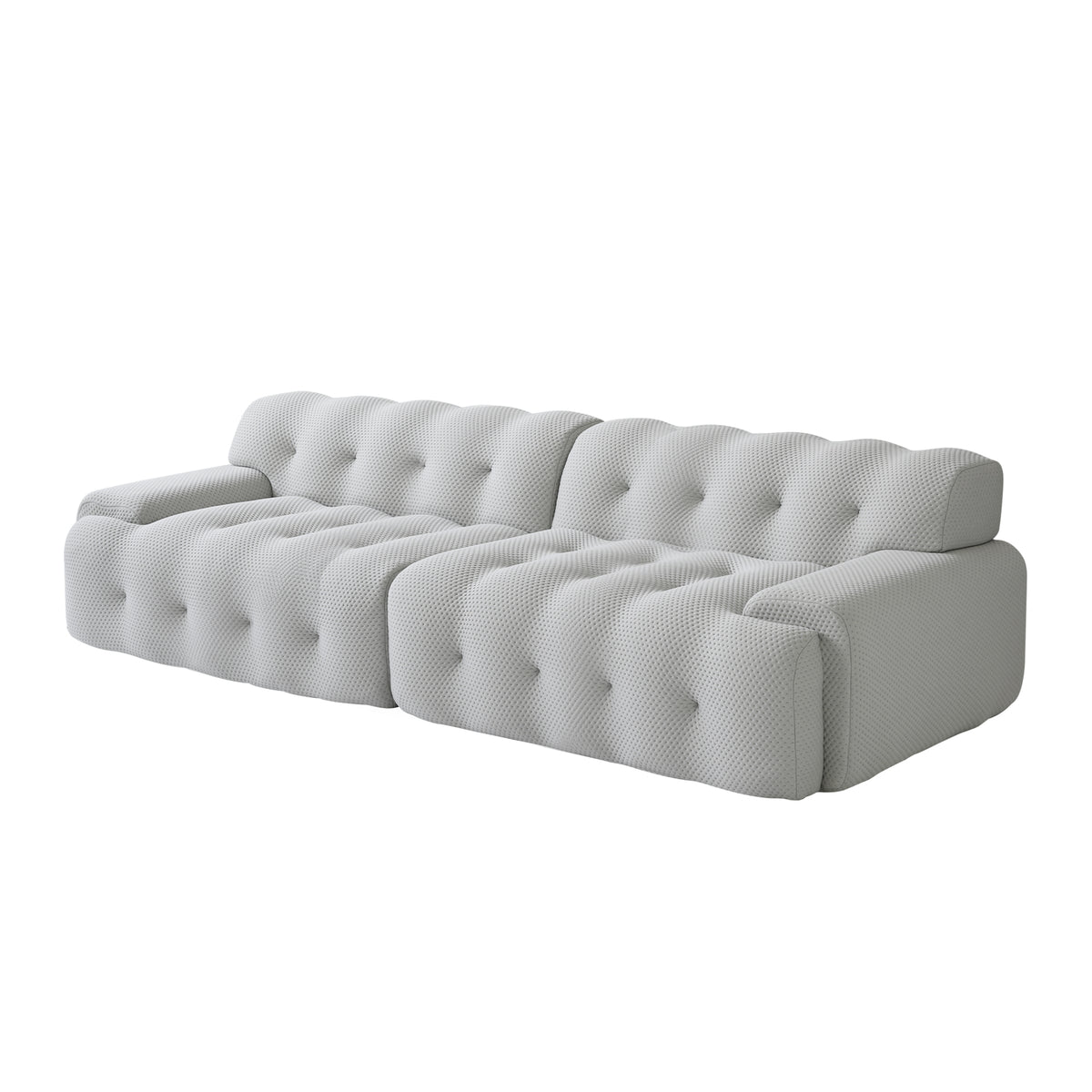 Extended Plump Modular Sofa – 3D Textured Knit Fabric + Button Quilting, Light Luxury Lazy Vibe Living Room Sofa
