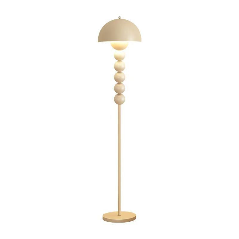 Cream Mushroom Floor Lamp with Beaded Stem – Modern Standing Lamp for Living Room & Bedroom